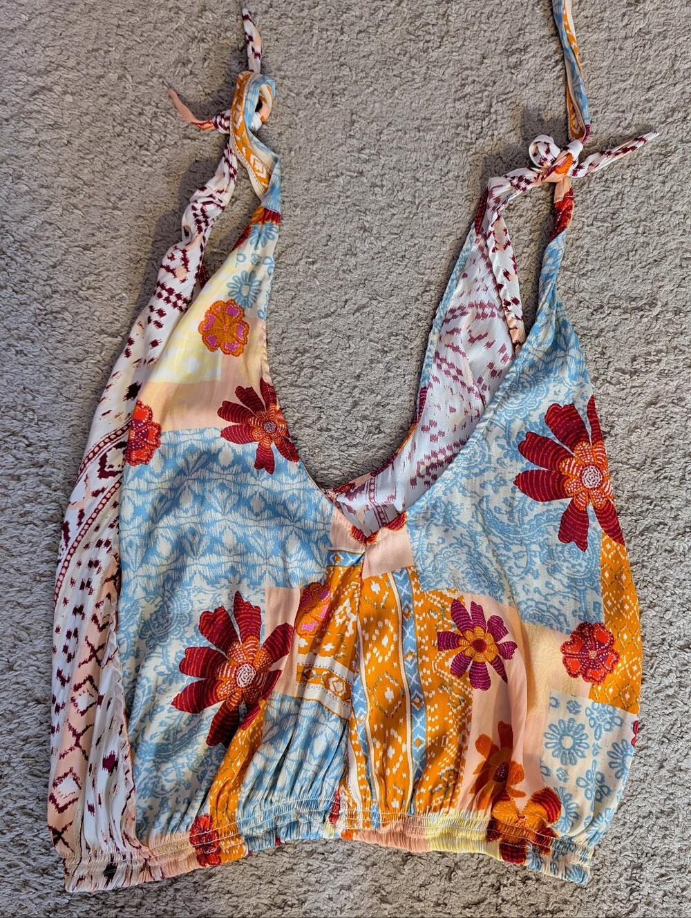 Free People Boho Floral Patchwork Print Layering Tank